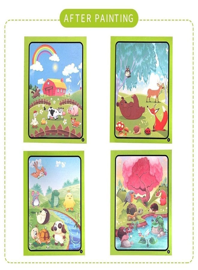 REZNOR لوح MDF سريع الجفاف وقابل لإعادة الاستخدام من REZNOR، كتاب تلوين مائي سحري مع قلم سحري، لوحة رسم تعليمية للأطفال (تصميم عشوائي) (عبوة من 8 قطع) - Image 4